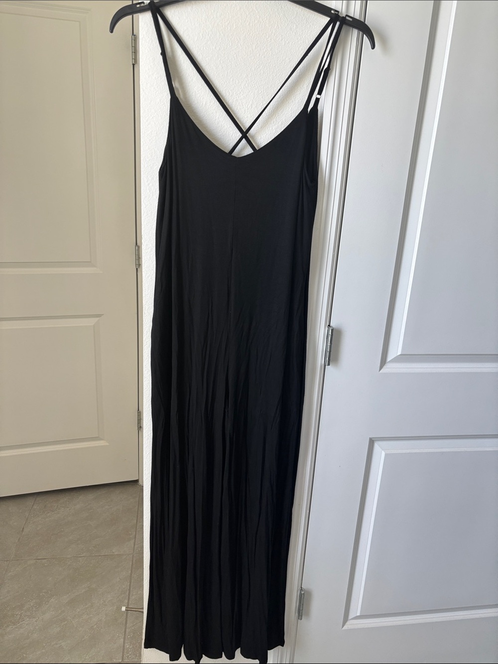 Women's Black Strappy Maxi Jumpsuit - Minimal Slip Style